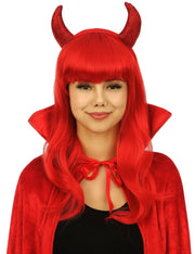 Parrucca Di Halloween Carnevale Rossa Con Frangia