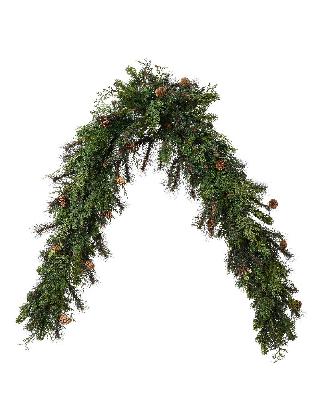 Decorazione Di Natale Ghirlanda Cipresso Con Pigne L165cm