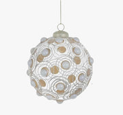 Pallina Albero Di Natale In Vetro Trasparente Con Perle 10cm