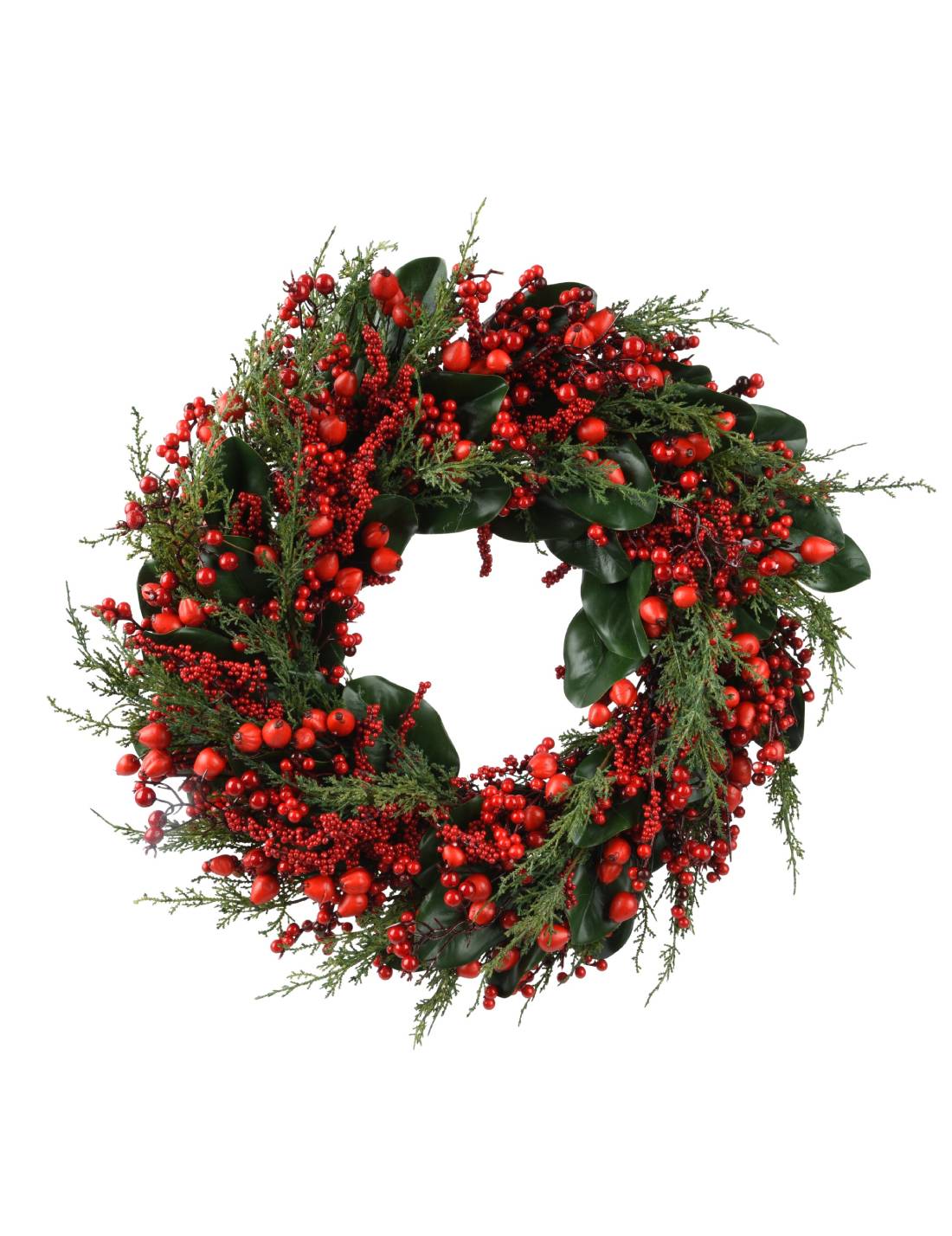 Fuoriporta Ghirlanda Natalizia Con Bacche Rosse 60cm