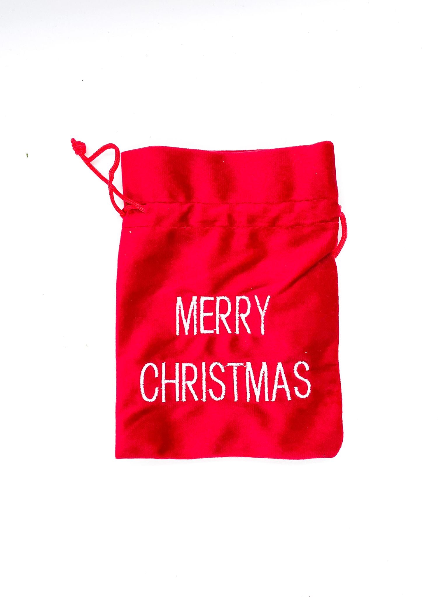 Sacco Natalizio Rosso In Velluto Merry Christmas 17x12cm