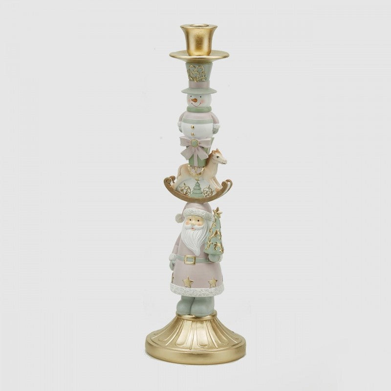 Candelabro Di Natale Con 3 Figure Rosa