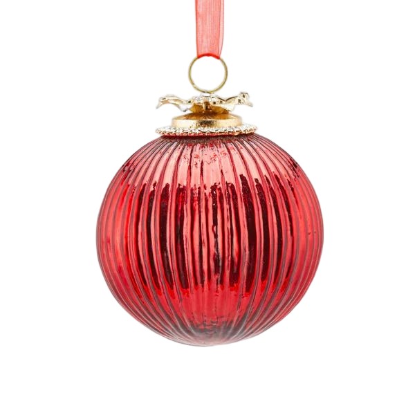 Pallina Albero Di Natale Gioiello A Righe Vetro