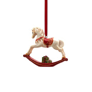 Addobbo Albero Natale Cavallo A Dondolo Bianco E Rosso