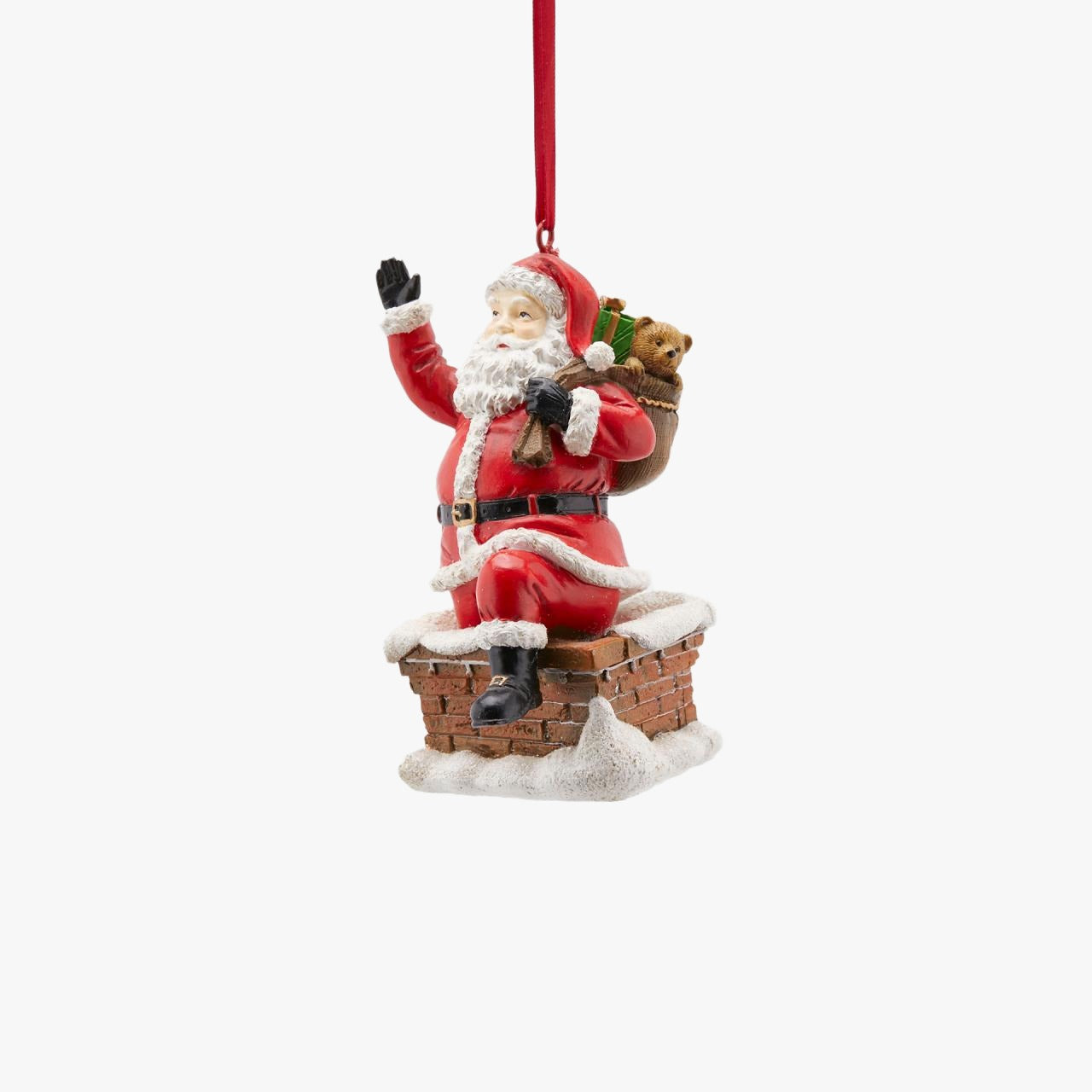 Addobbo Albero Di Natale Babbo Esce Dal Camino 11cm