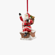 Addobbo Albero Di Natale Babbo Esce Dal Camino 11cm
