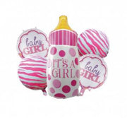 Set 5 pz. Palloncini Mylar Biberon Rosa "It's a Girl" 190x130x100