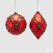 Pallina Albero Di Natale Fuso Vetro Decoflor Rosso Modelli Assortiti 10cm