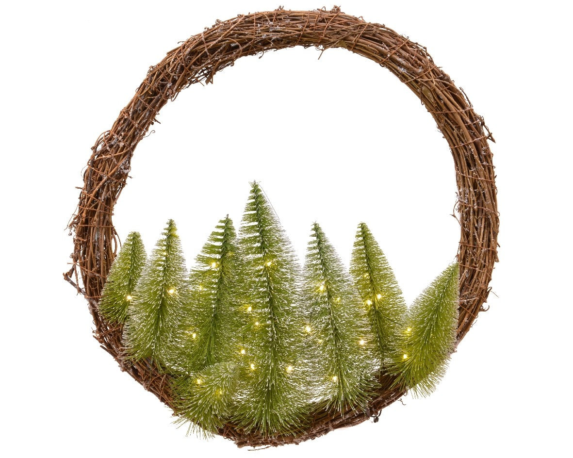 Addobbo Natale Ghirlanda Natalizia A LED Con Alberi Ø50cm