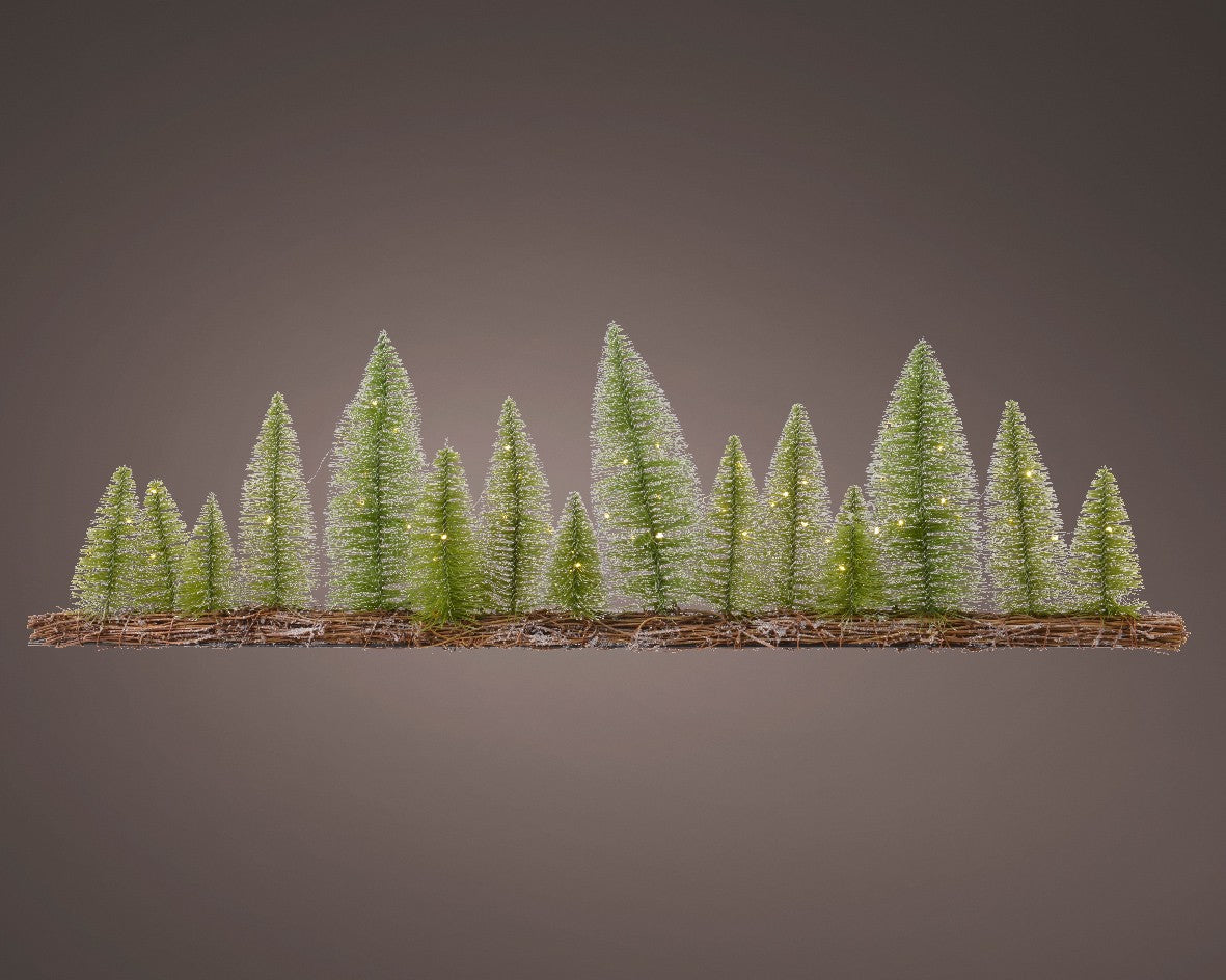 Addobbo Natale Ramo Da Tavolo Con Alberi E LED 100cm