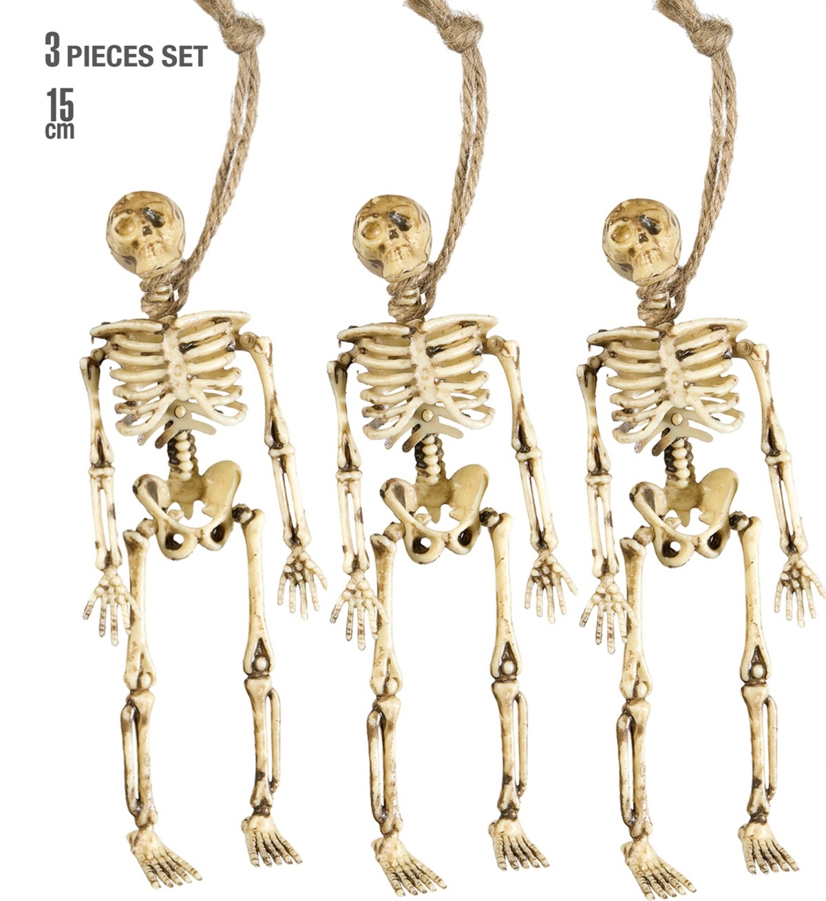 Set Da 3 Scheletri 15cm Accessori Halloween