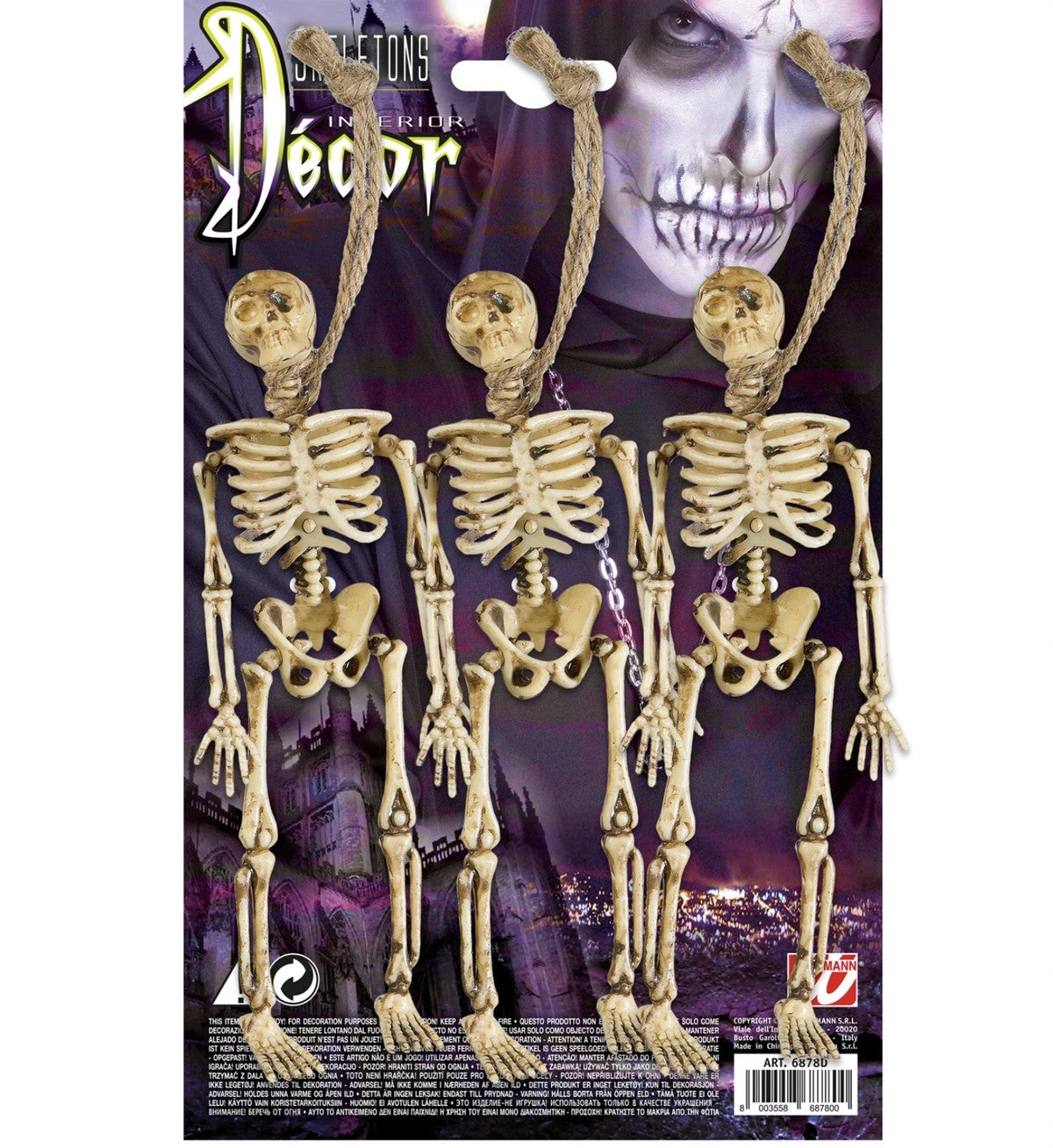 Set Da 3 Scheletri 15cm Accessori Halloween