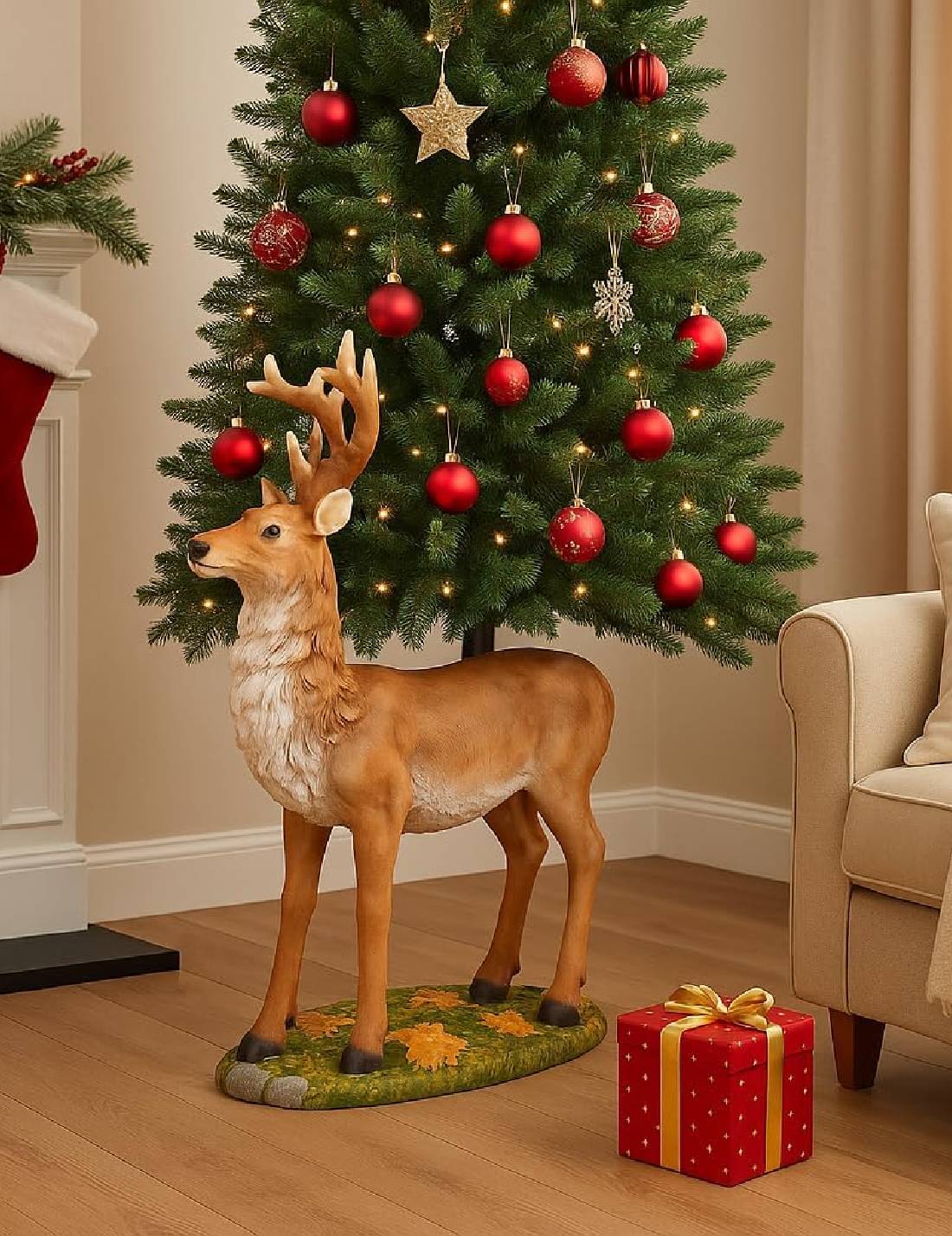 Base Albero Di Natale In Magnesio Renna Decorativa 130cm