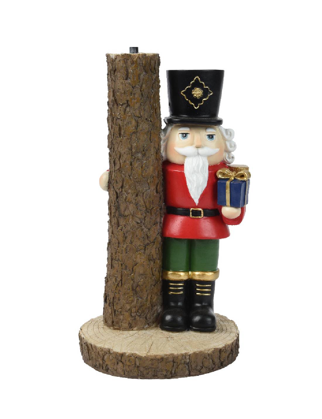 Base Albero Di Natale Soldatino Schiaccianoci Con Regalo h30cm
