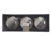 Pallina Albero Di Natale In Vetro Trasparente e Bianca 3Pz 8cm