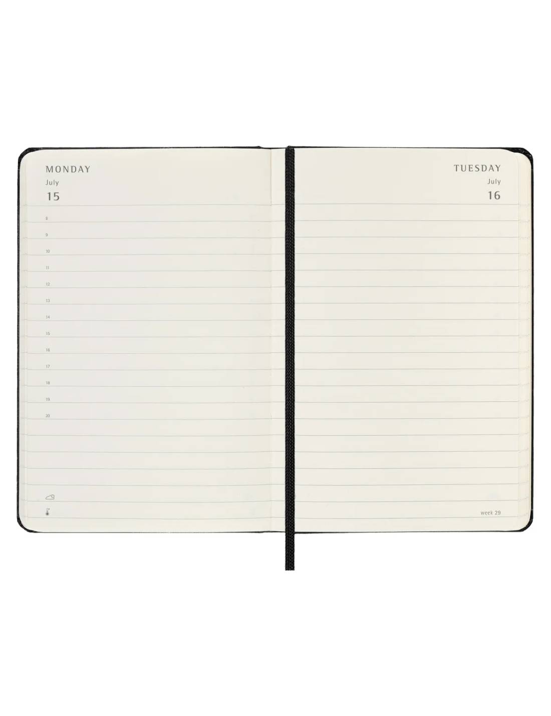 Agenda Settimanale 12 Mesi 2025 Moleskine Nera Copertina Rigida 14cm