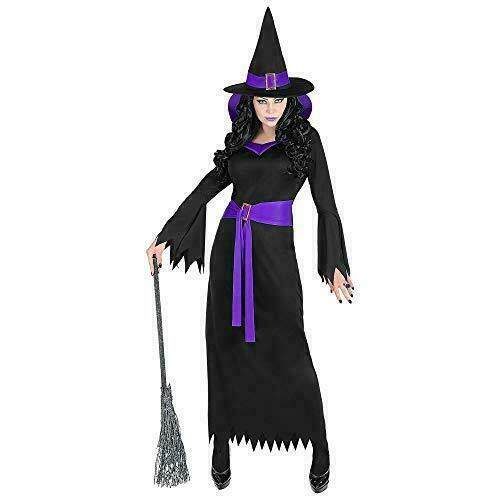 Vestito Con Copricapo Strega Malefica Da Bambina 158cm Costume Halloween