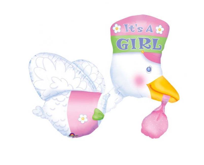 Palloncino Mylar Cicogna "It's a Girl" 32" 81cm