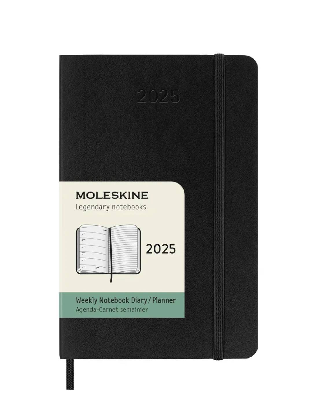 Agenda Settimanale 2025 Moleskine Nera Large 12 Mesi Copertina Morbida - 9x14cm