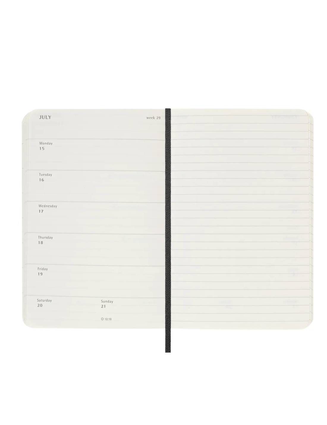 Agenda Settimanale 2025 Moleskine Nera Large 12 Mesi Copertina Morbida - 9x14cm