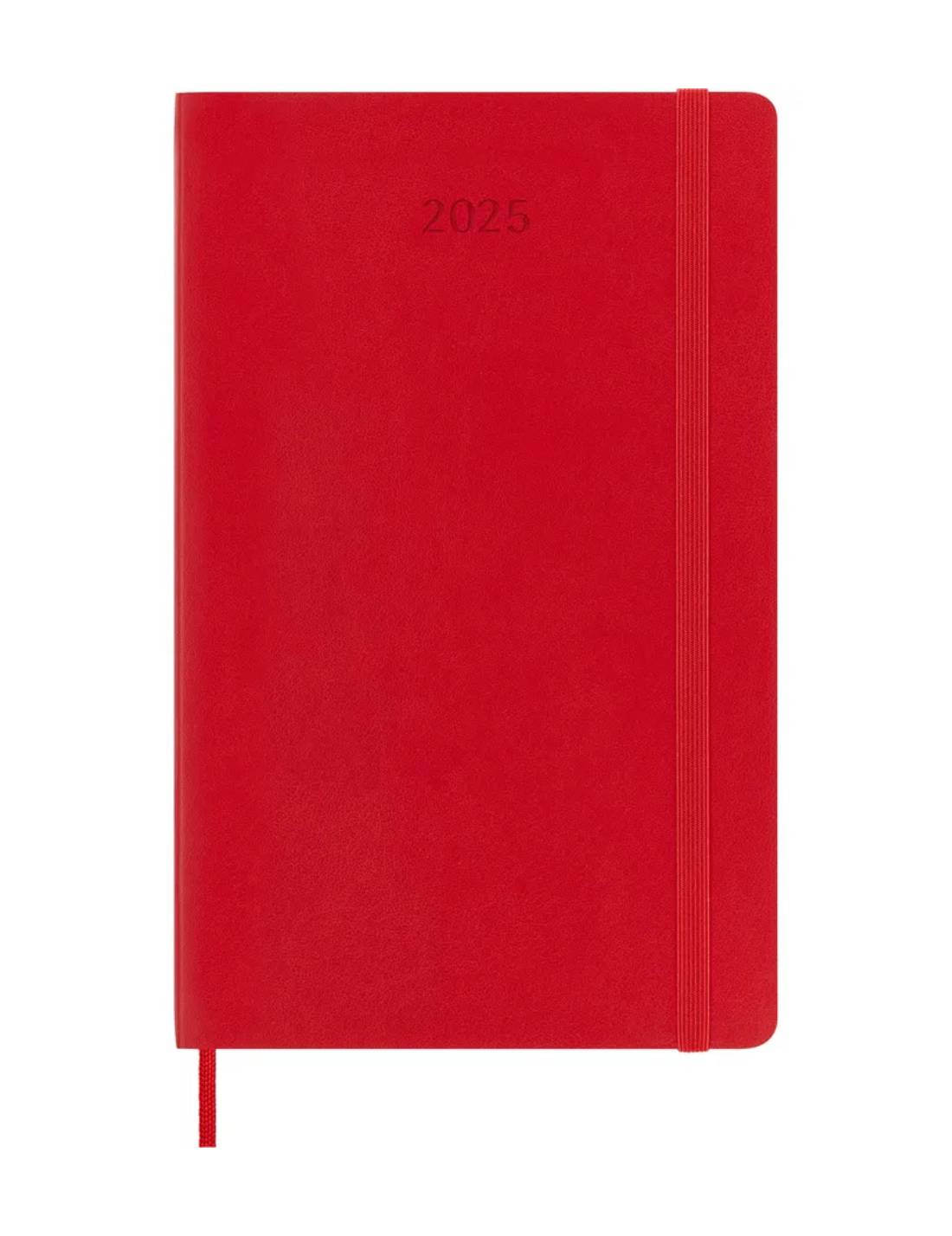 Agenda Settimanale 2025 Moleskine Rossa Large 12 Mesi Copertina Morbida - 13x21cm