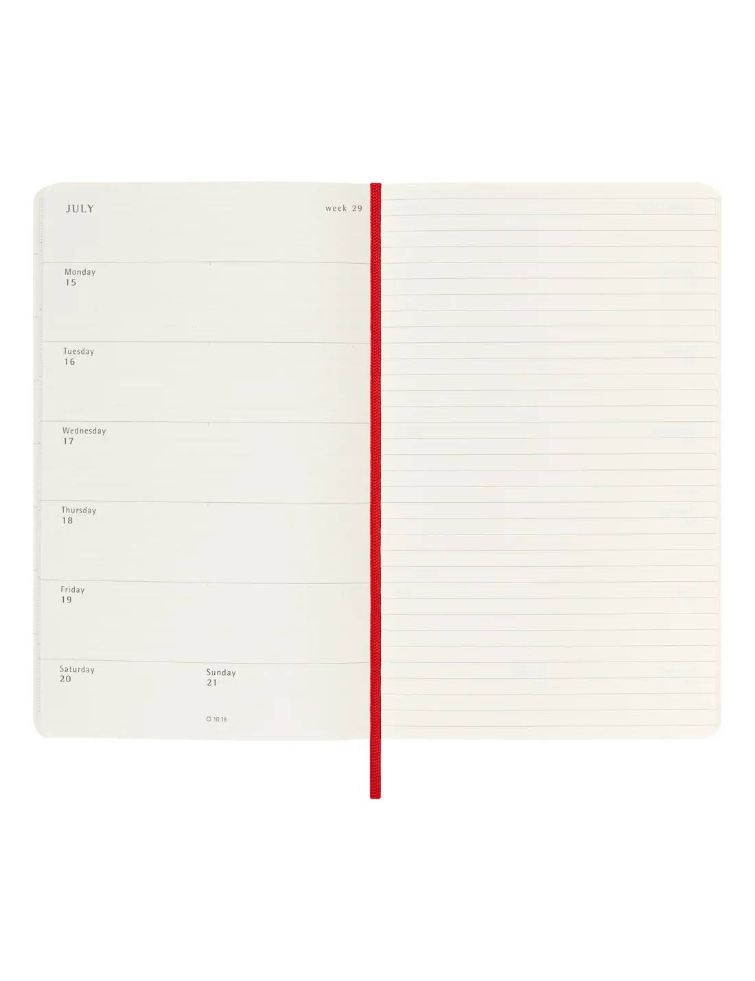 Agenda Settimanale 2025 Moleskine Rossa Large 12 Mesi Copertina Morbida - 13x21cm