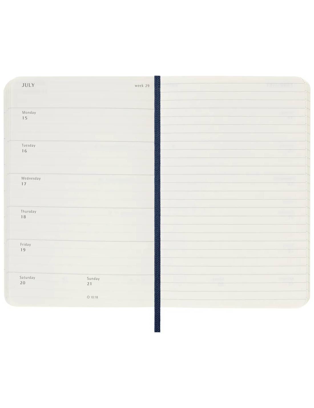 Agenda Settimanale 12 Mesi 2025 Moleskine Blu Copertina Morbida 14cm