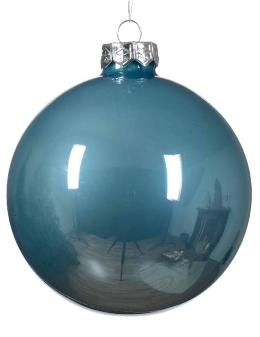 Palline Albero Di Natale In Vetro Azzurro Cielo 8cm