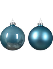 Palline Albero Di Natale In Vetro Azzurro Cielo 8cm