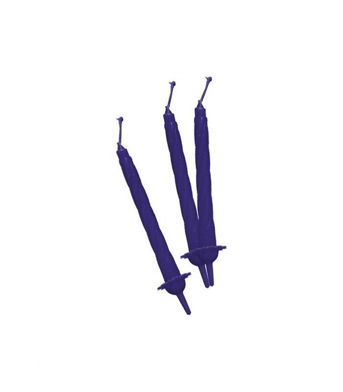 Candeline Di Compleanno Mezzo Stelo In Cera Blu Con Supporto 12pz.