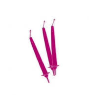 Candeline Di Compleanno Mezzo Stelo In Cera Fucsia Con Supporto 12pz.