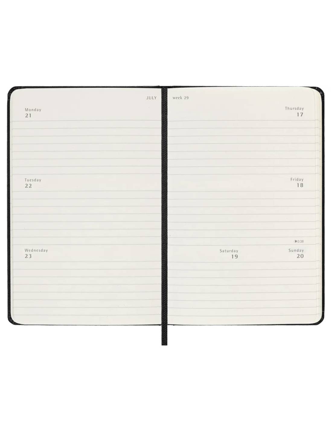 Agenda Settimanale Orizzontale 12 Mesi 2025 Moleskine Nera Pocket Copertina Morbida 14cm
