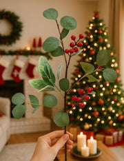 Ramo Artificiale Decorativo Con Bacche Rosse 50cm