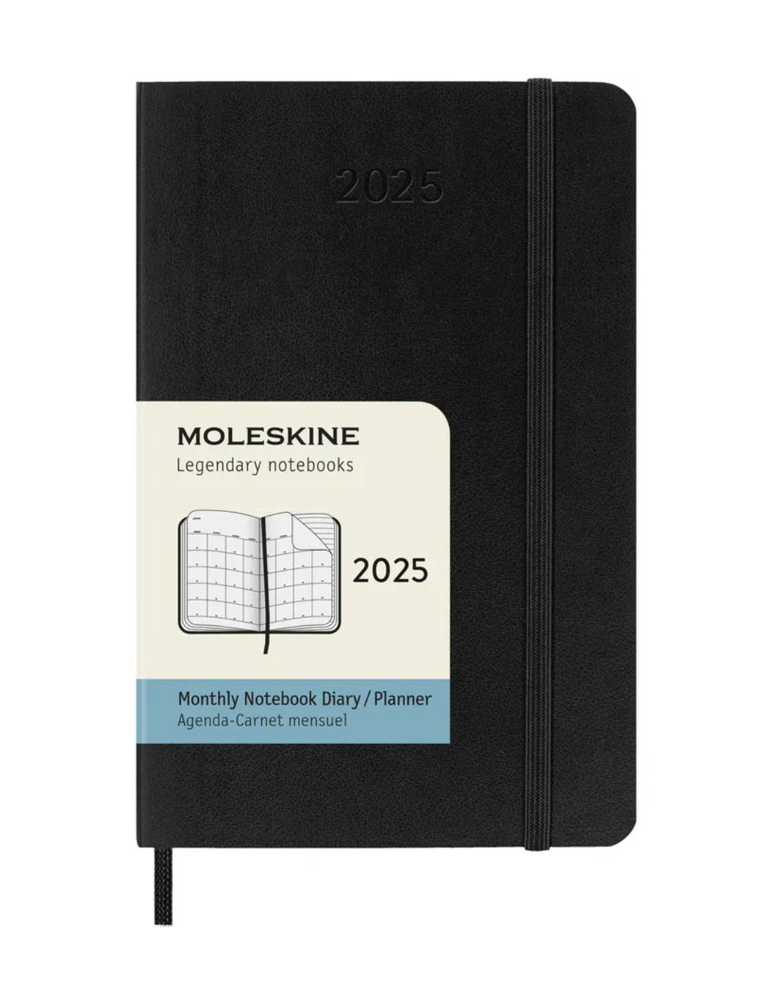 Agenda Mensile 2025 Moleskine Nera Pocket 12 Mesi Copertina Morbida- 9x14cm