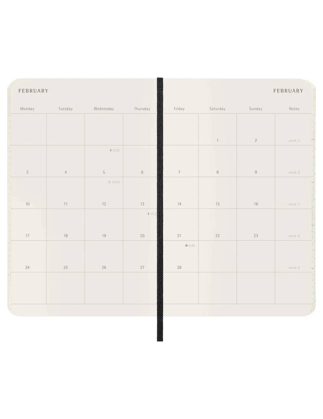 Agenda Mensile 2025 Moleskine Nera Pocket 12 Mesi Copertina Morbida- 9x14cm