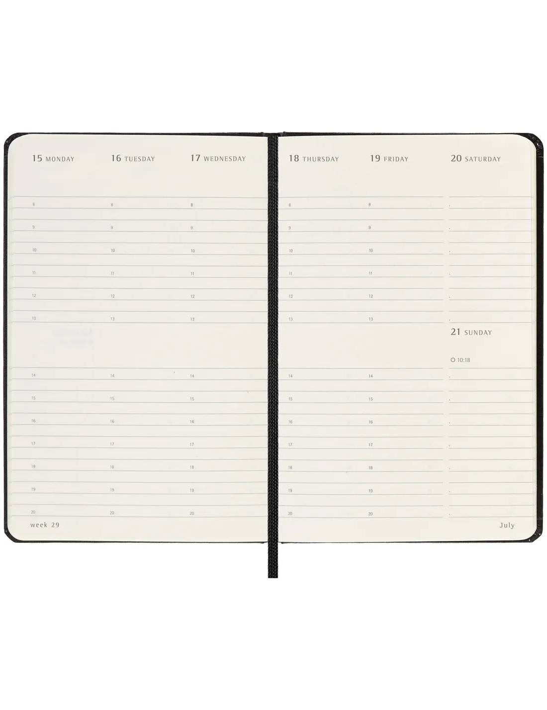 Agenda Settimanale Verticale 12 Mesi 2025 Moleskine Nera Large Copertina Rigida 14cm