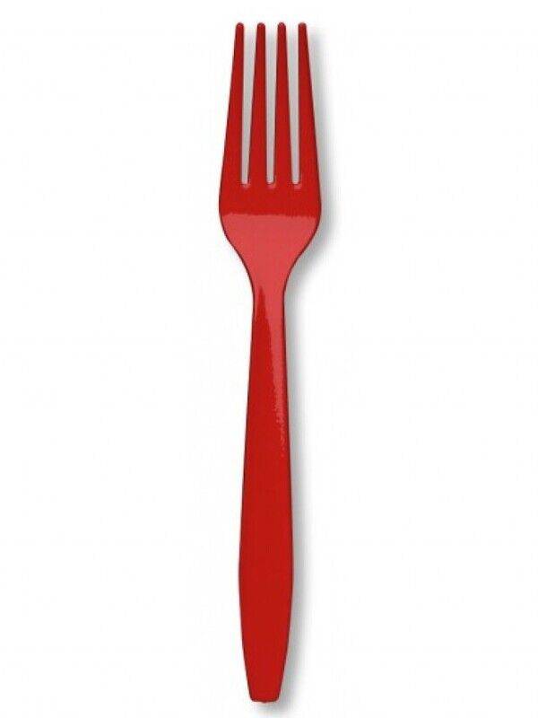 Forchette in Plastica Rosse - Lavabili Set.12pz.