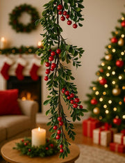 Ramo Artificiale Decorativo Con Bacche Rosse 130cm
