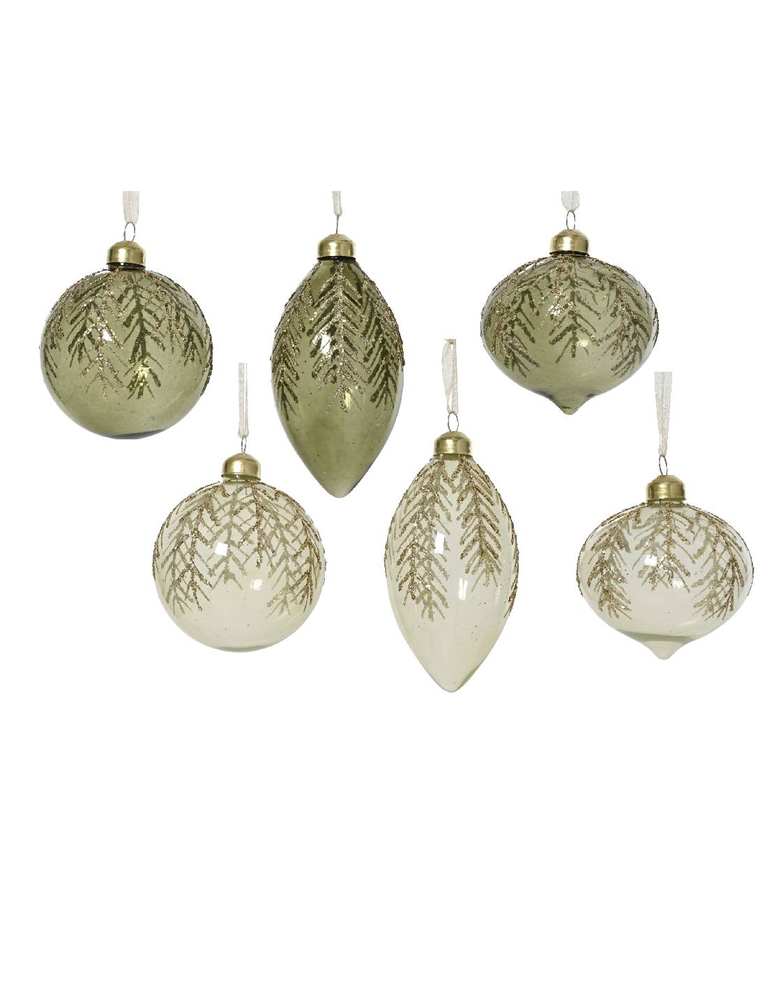 Pallina Albero Di Natale In Vetro Elegante Con Motivo Dorato 8cm