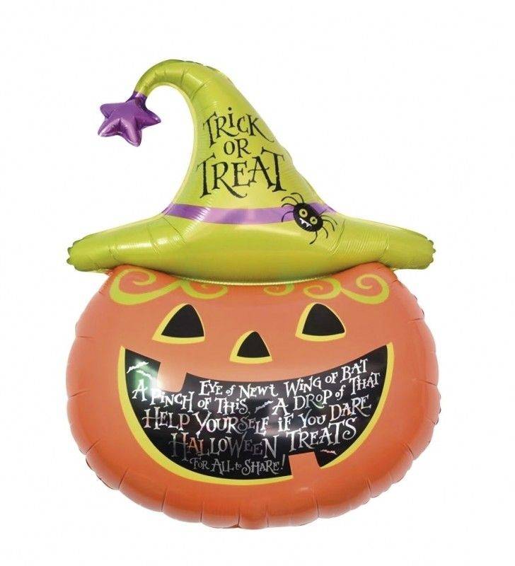 Palloncino In Metal Foil Zucca 90cm Ornamenti Halloween