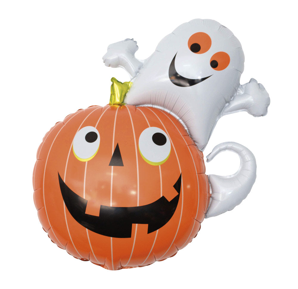 Palloncino In Metal Foil Zucca E Fantasma 58x46cm Ornamenti Halloween