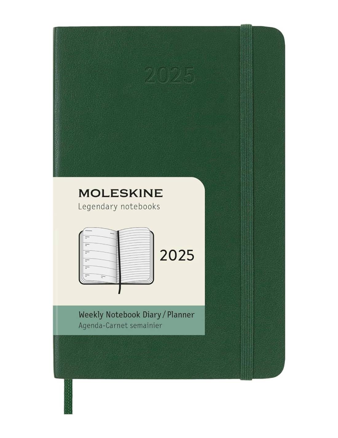 Agenda Mensile 12 Mesi 2025 Moleskine Verde Mirto Large Copertina Morbida 21cm