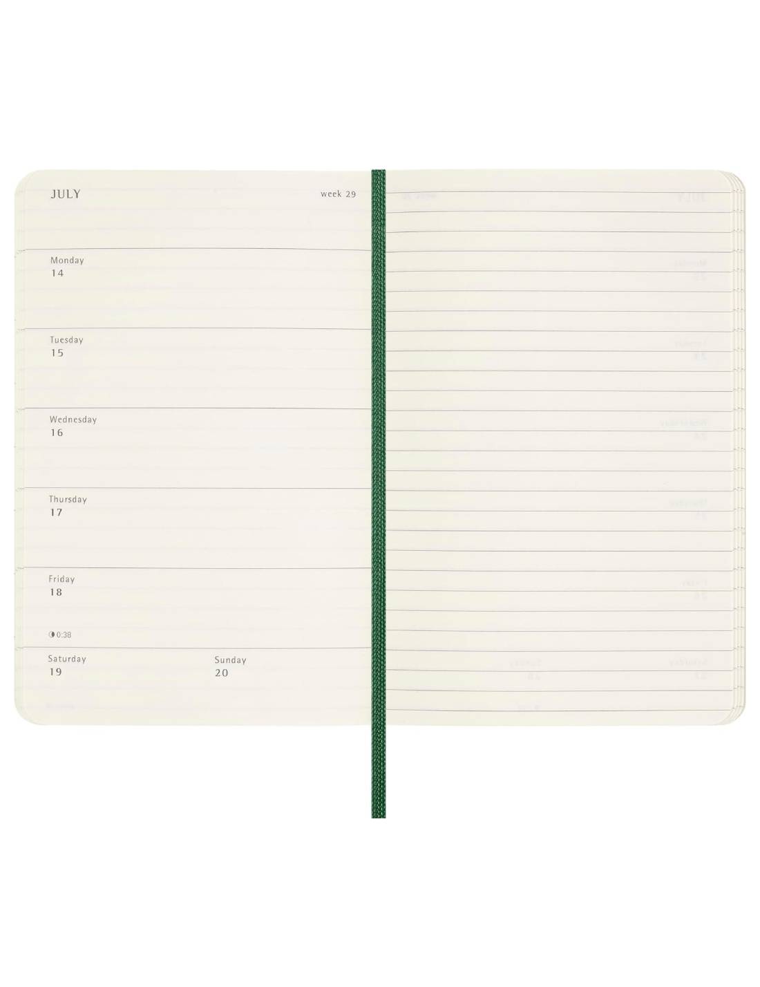 Agenda Mensile 12 Mesi 2025 Moleskine Verde Mirto Large Copertina Morbida 21cm