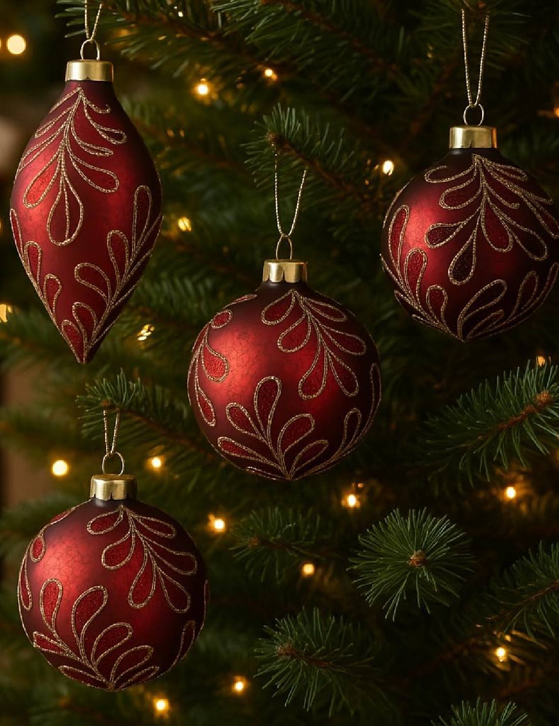 Pallina Albero Di Natale In Vetro Con Rami Dorati 8cm