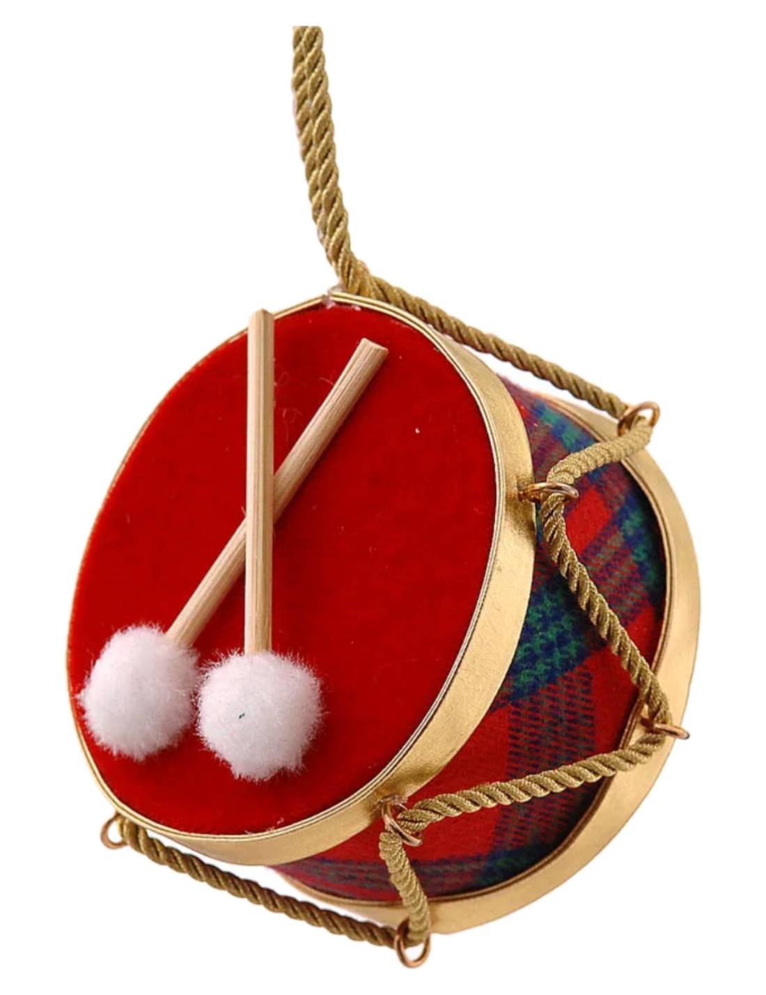 Addobbo Albero Di Natale Tamburo Rosso Decorativo 10cm