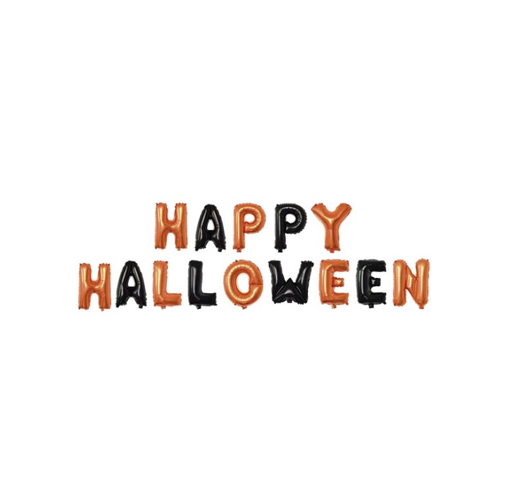 Palloncini In Metal Foil Scritta Happy Halloween 30cm Ornamenti Halloween