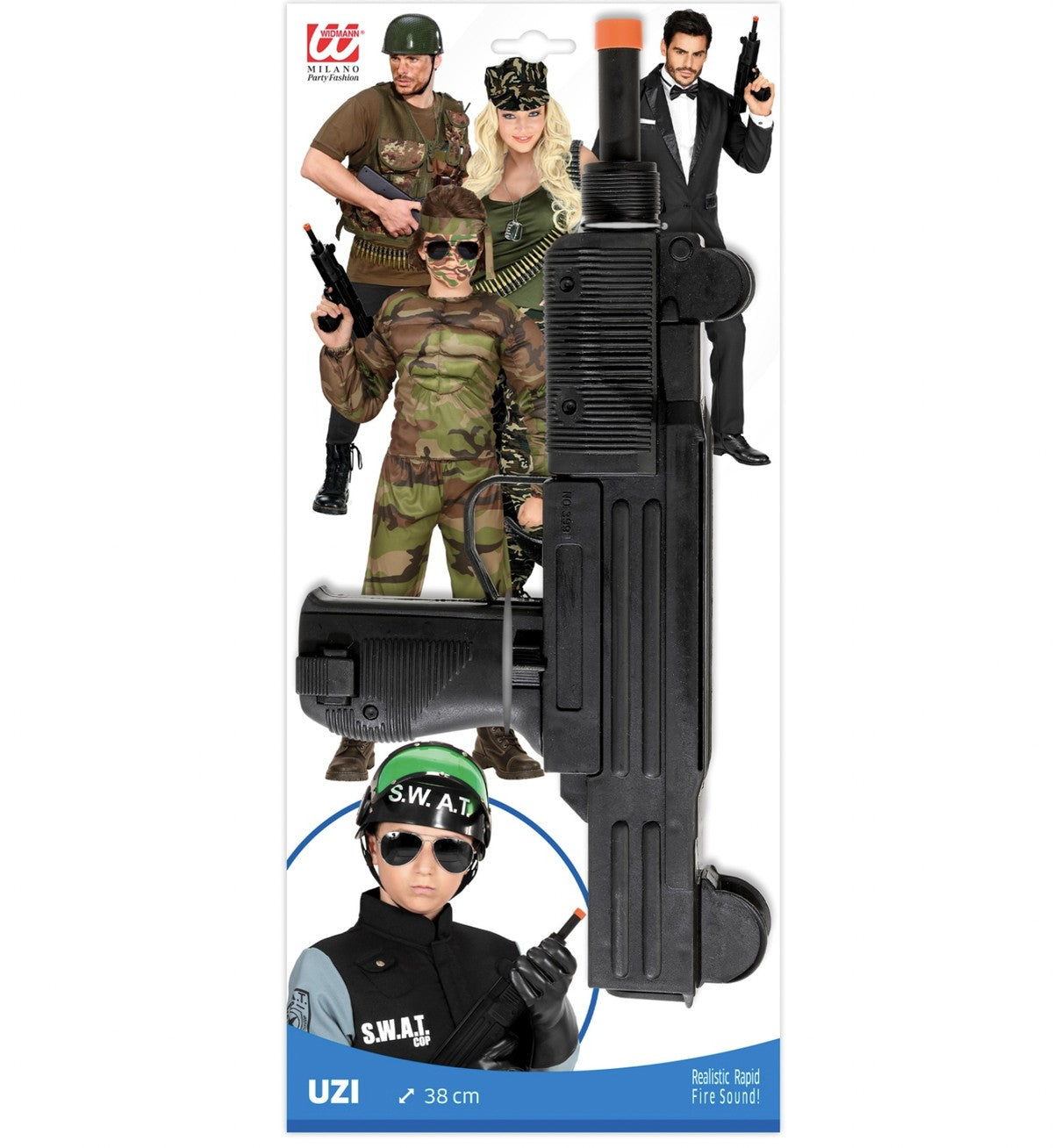 Accessorio Halloween E Carnevale Uzi Mitra Giocattolo Con Suono 38cm