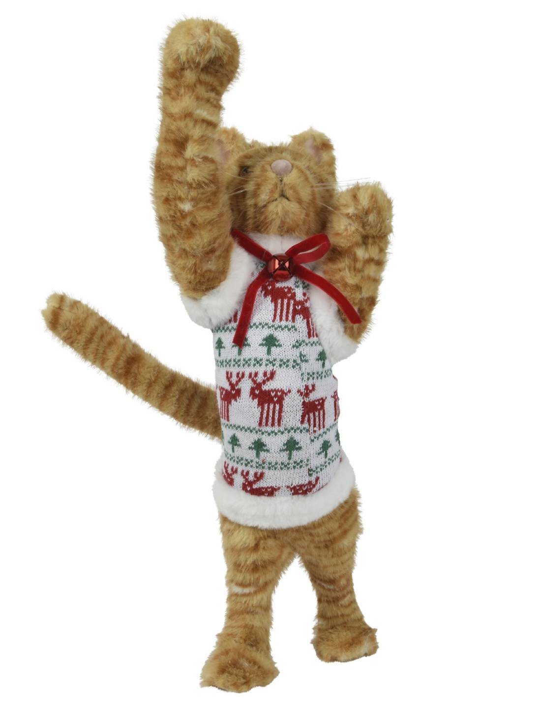 Addobbo Di Natale Gatto Con Maglione Natalizio 57cm