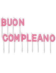 Candeline Di Compleanno In Cera Rosa Scritta Buon Compleanno Glitter 7cm