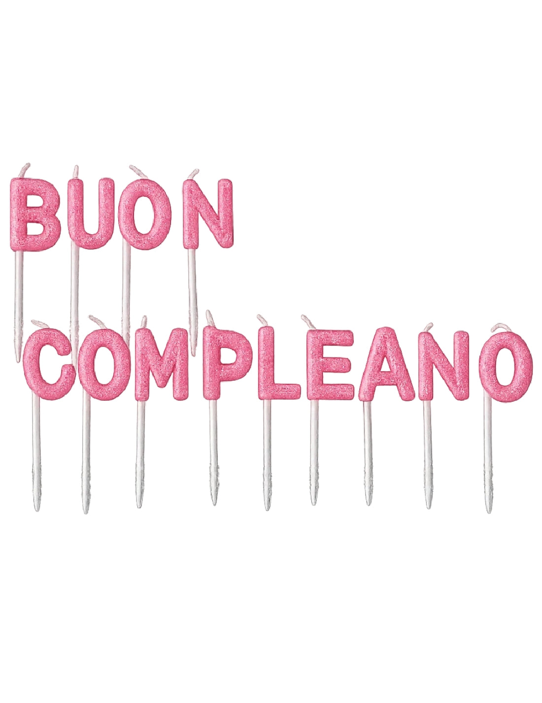 Candeline Di Compleanno In Cera Rosa Scritta Buon Compleanno Glitter 7cm